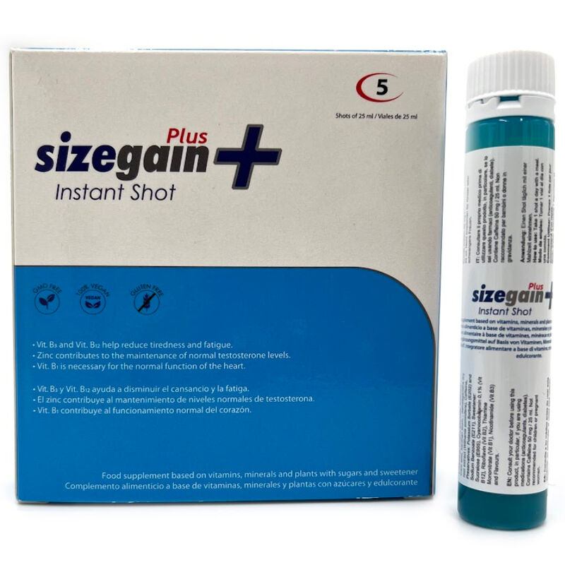 500 COSMETICS - SIZEGAIN PLUS INSTANT SHOT VIGORIZANTE MASCULINO 5 UNIDADES (FECHA DE CADUCIDAD PRÓXIMA)