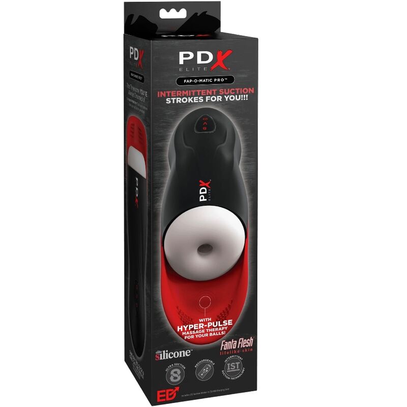 PDX ELITE - MASTURBADOR STROKER FAP-O-MATIC PRO CON BASE PARA TESTÍCULOS