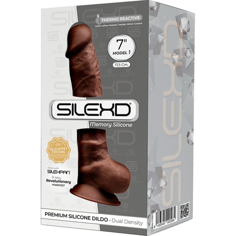 SILEXD - MODELO 1 PENE REALÍSTICO SILICONA PREMIUM SILEXPAN MARRÓN 17.5 CM