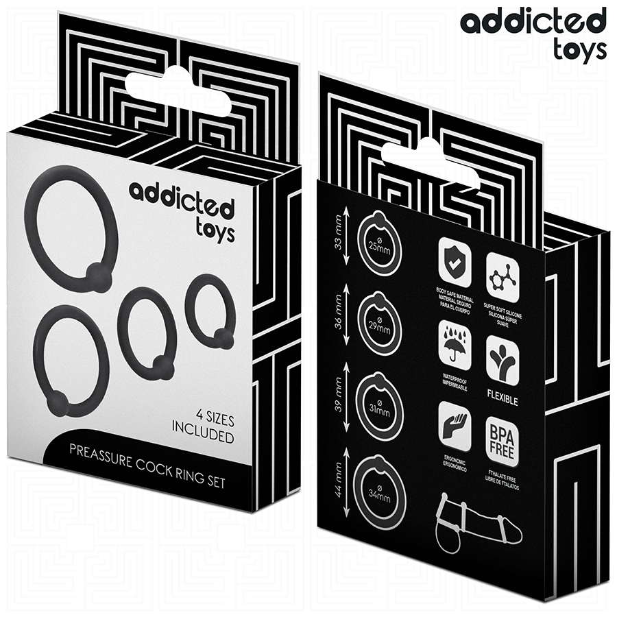 ADDICTED TOYS - SET ANILLOS SILICONA DE PRESIÓN