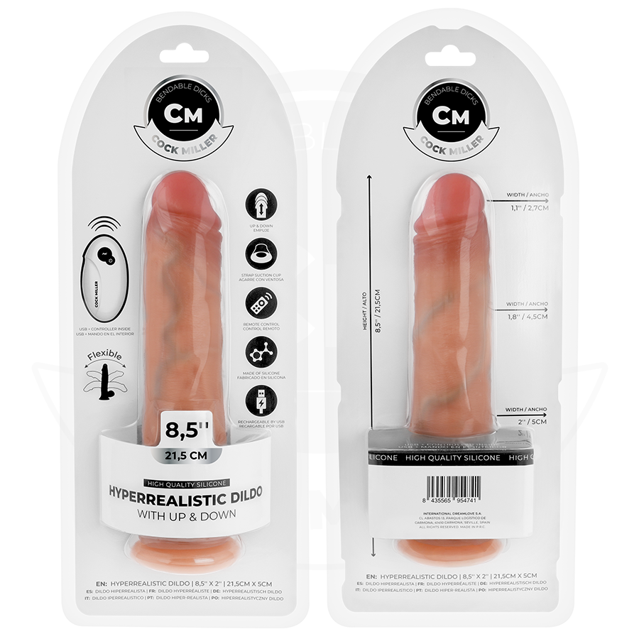 COCK MILLER - DILDO HIPERREALÍSTICO CON VENTOSA Y THRUSTING CON CONTROL REMOTO 21,5 CM