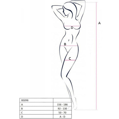 PASSION - BS098 BODYSTOCKING NEGRO TALLA ÚNICA