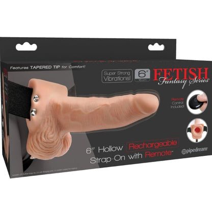 FETISH FANTASY SERIES - ARNÉS AJUSTABLE CONTROL REMOTO PENE REALÍSTICO CON TESTÍCULOS RECARGABLE Y VIBRADOR 15 CM