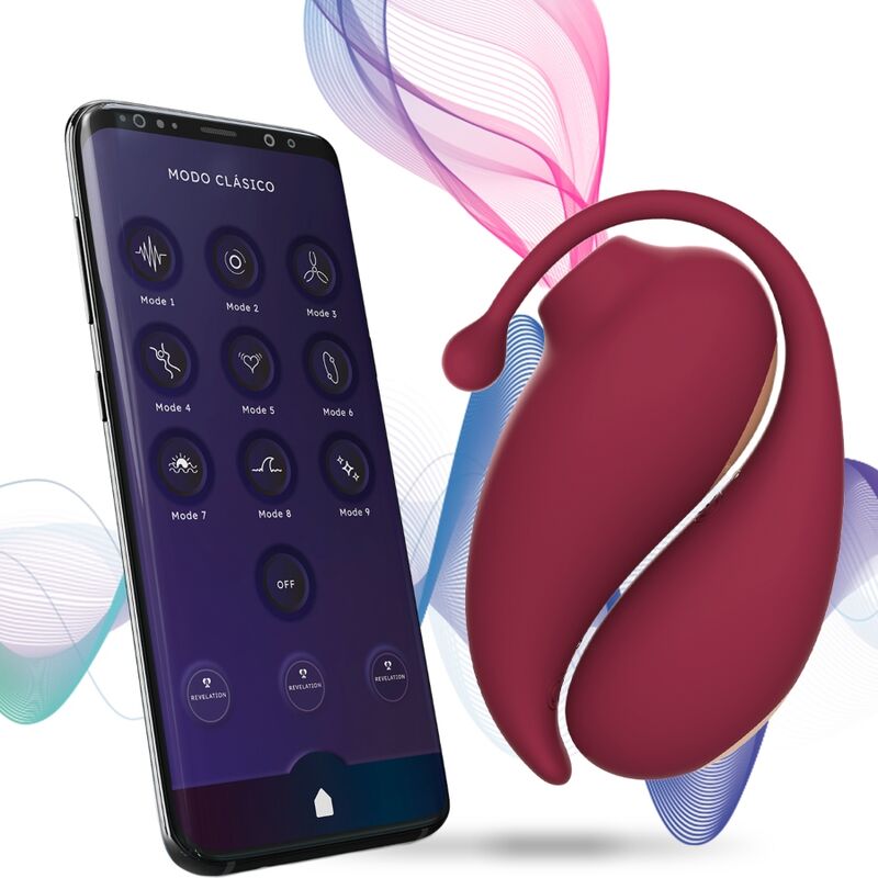ADRIEN LASTIC - INSPIRATION SUCCIONADOR CLÍTORIS + HUEVO VIBRADOR ROJO - APP GRATUITA