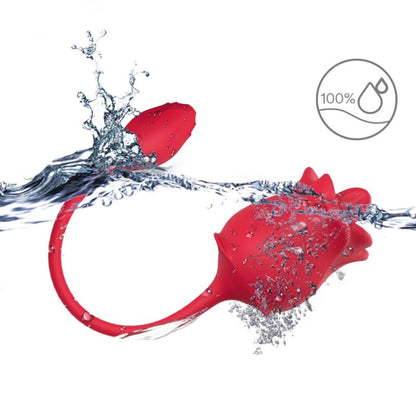 ARMONY - ROSA 2 EN 1 ESTIMULADOR SUCCIONADOR & VIBRADOR 10 MODOS CON COLA ROJO