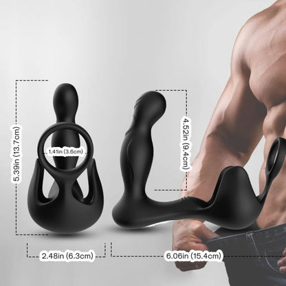 ARMONY - SURROUND VIBRADOR ANAL & ESTIMULADOR TESTÍCULOS & ANILLO CONTROL REMOTO NEGRO