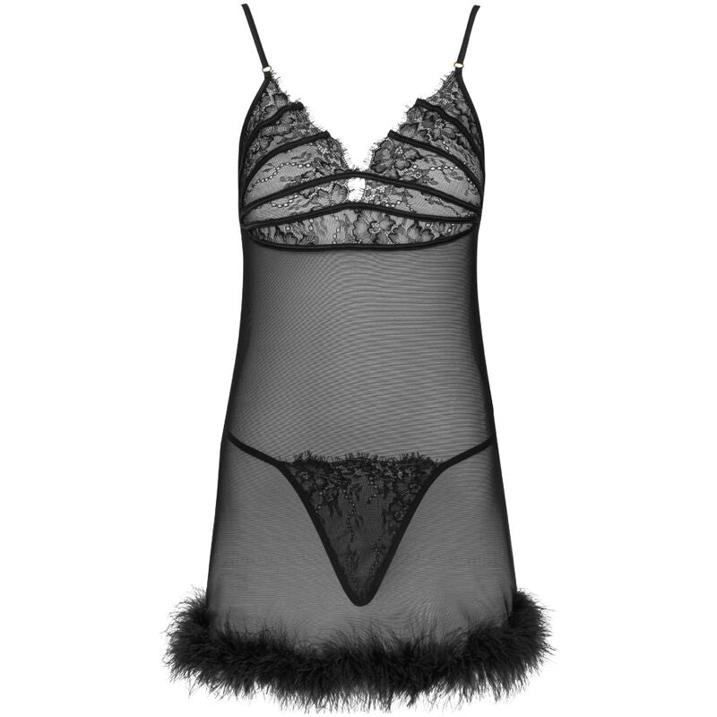 LIVCO CORSETTI FASHION - ZERUNAM SET BABYDOLL + TANGA NEGRO L/XL