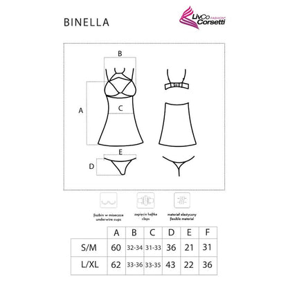 LIVCO CORSETTI FASHION - BINELLA SET BABYDOLL + TANGA NEGRO L/XL