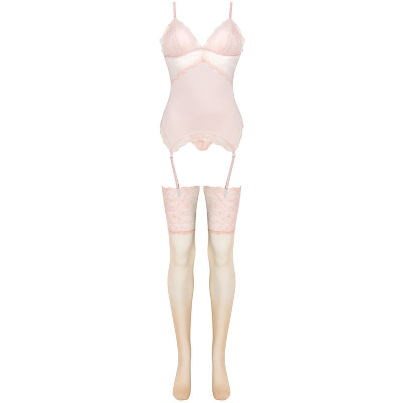 LIVCO CORSETTI FASHION - PERSINNE PEACH SET CORSET + PANTY + MEDIAS L/XL