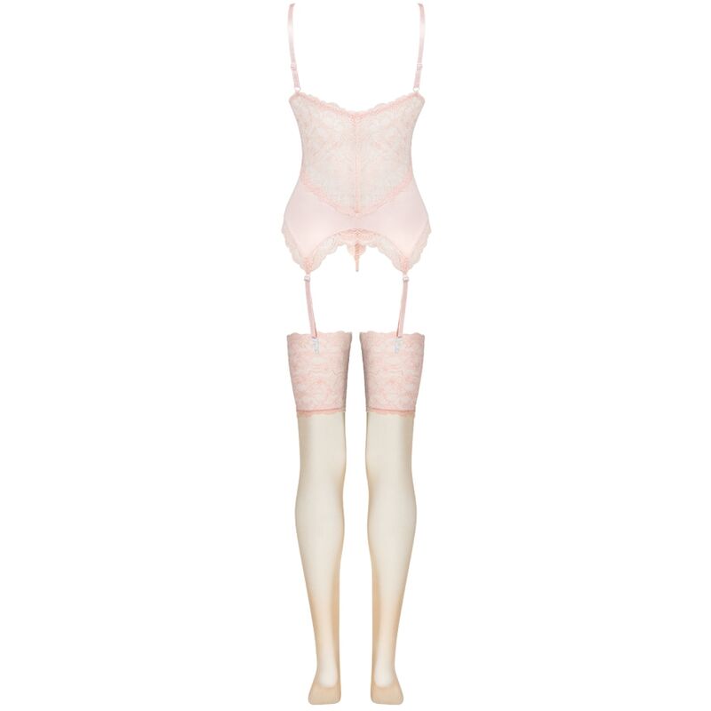 LIVCO CORSETTI FASHION - PERSINNE PEACH SET CORSET + PANTY + MEDIAS L/XL