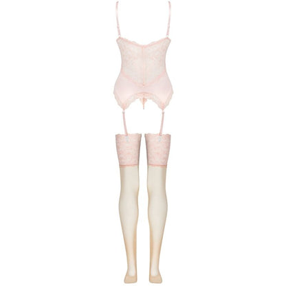 LIVCO CORSETTI FASHION - PERSINNE PEACH SET CORSET + PANTY + MEDIAS L/XL
