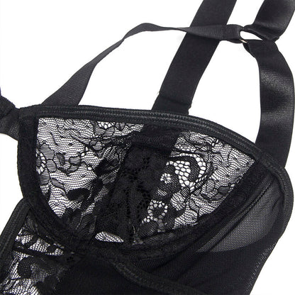 SUBBLIME - TEDDY CON LIGA DETALLE ENCAJES Y TIRAS NEGRO L/XL