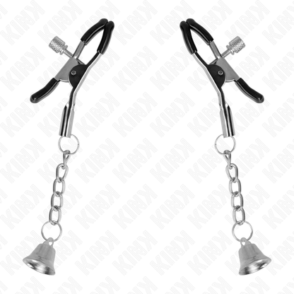 KINK - PINZAS PARA PEZONES CON COLGANTE DE CAMPANA PLATEADO 6 CM