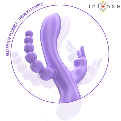 INTENSE - MIKO TRIPLE VIBRADOR RABBIT & ESTIMULADOR & ANAL 7 VIBRACIONES MORADO