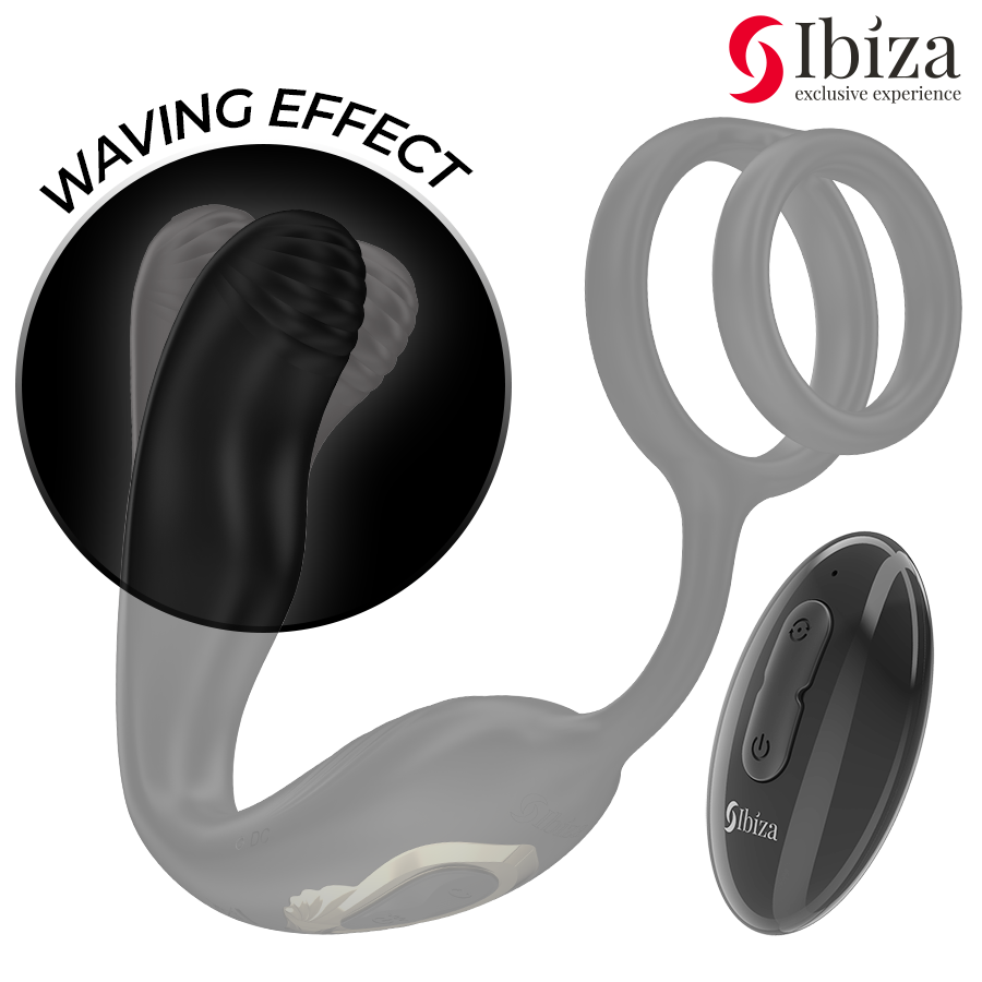 IBIZA - WIGGLE PLUG ANAL ROTADOR CONTROL REMOTO CON VIBRO-PERINEO Y ANILLAS POTENCIADORAS DE PENE