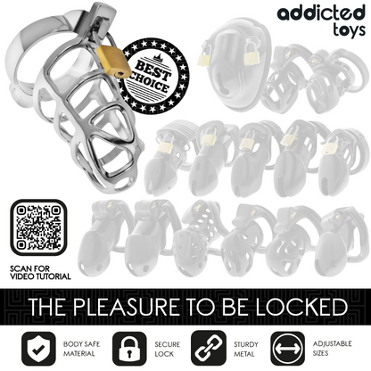 ADDICTED TOYS LOCKED - SILVER LOCK JAULA PARA PENE DE METAL TALLA S