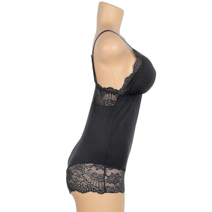 SUBBLIME - TEDDY DETALLE ENCAJE FLORAL NEGRO L/XL
