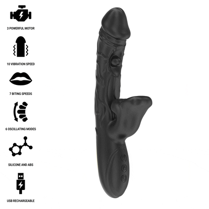 IBIZA - VIBRADOR Y ESTIMULADOR DE CLÍTORIS CON EFECTO MORDEDOR Y ROTACIÓN