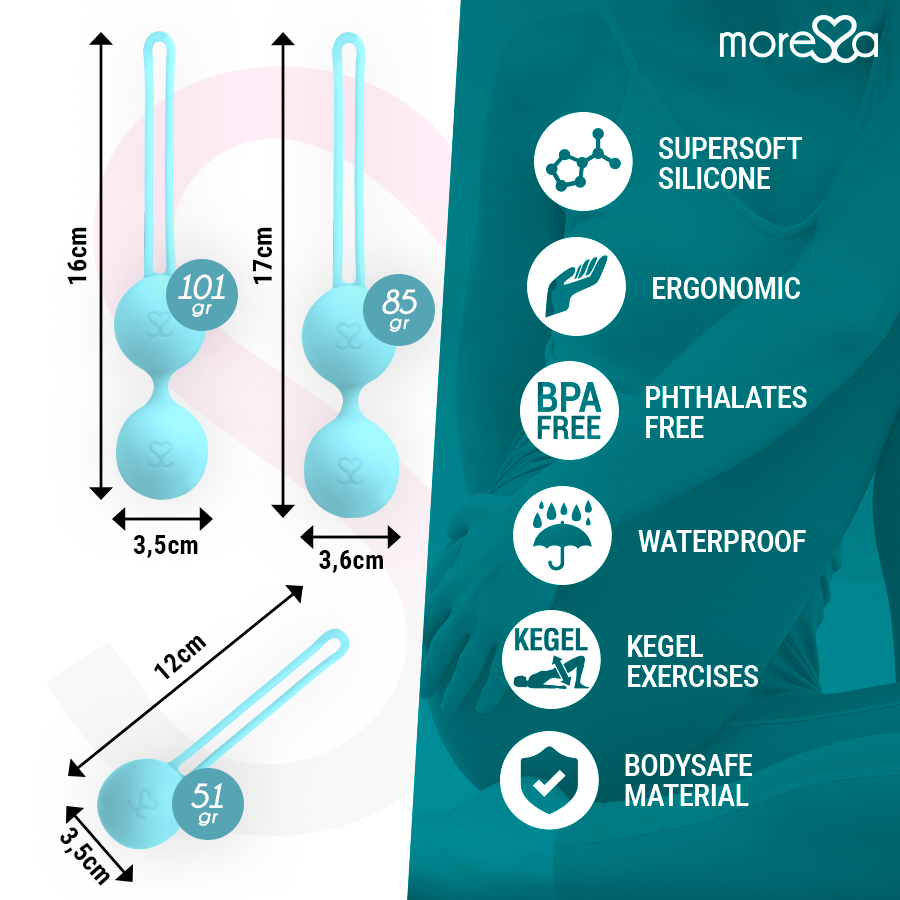 MORESSA - OSIAN SET Osian One; 51 Gr / Osian Two; 101 Gr / Osian Three 85 gr PREMIUM SILICONA TURQUESA