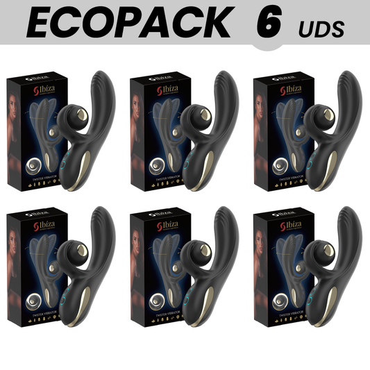 ECOPACKS 6 UDS - IBIZA VIBRADOR TWISTER CON ESTIMULADOR CURVE Y VIBRO-ROTACIÓN