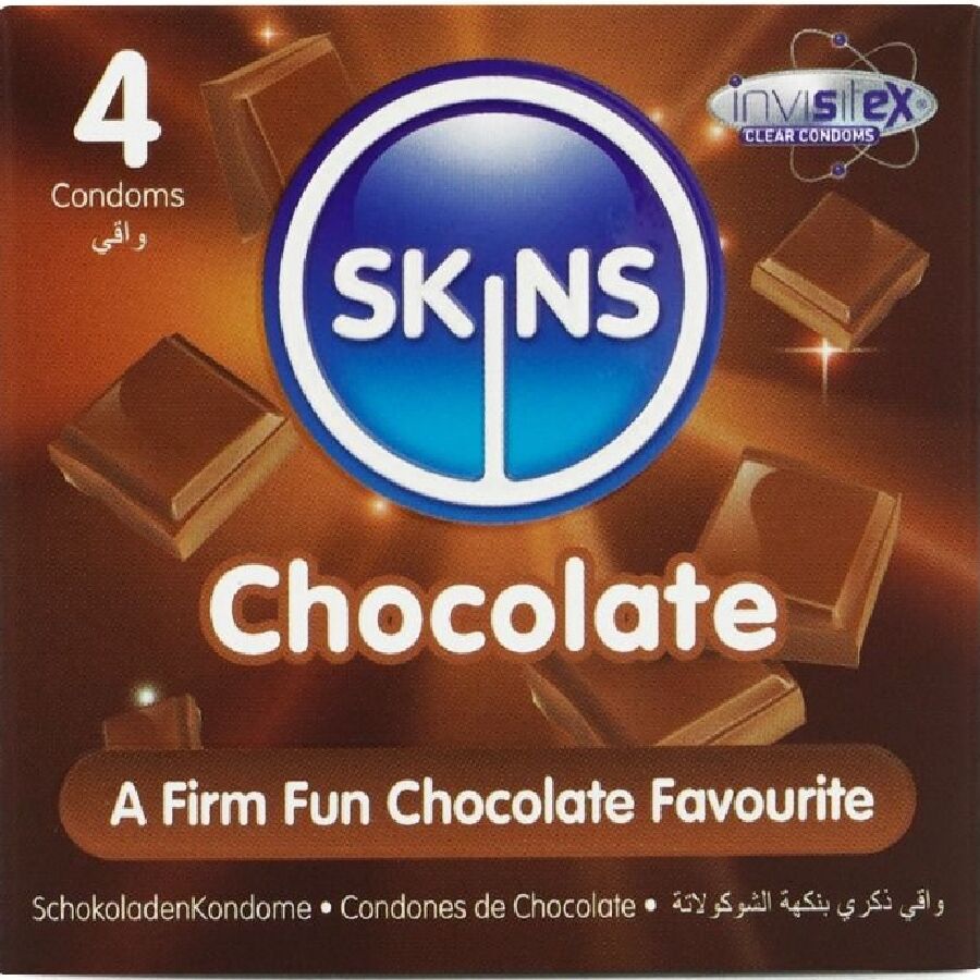 SKINS - PRESERVATIVOS PREMIUM SABOR CHOCOLATE PACK 4