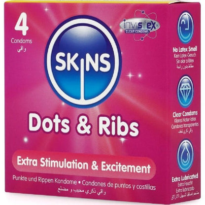 SKINS - DOTS & RIBS PRESERVATIVOS PREMIUM PACK 4