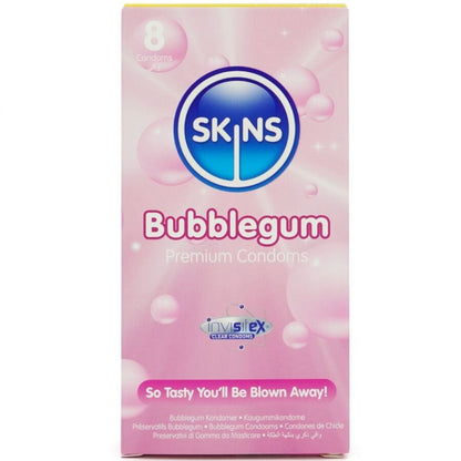 SKINS - PRESERVATIVOS PREMIUM SABOR CHICLE PACK 8