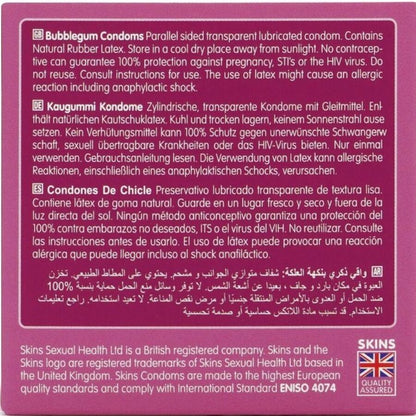 SKINS - PRESERVATIVOS PREMIUM SABOR CHICLE PACK 4
