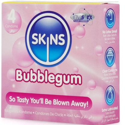 SKINS - PRESERVATIVOS PREMIUM SABOR CHICLE PACK 4