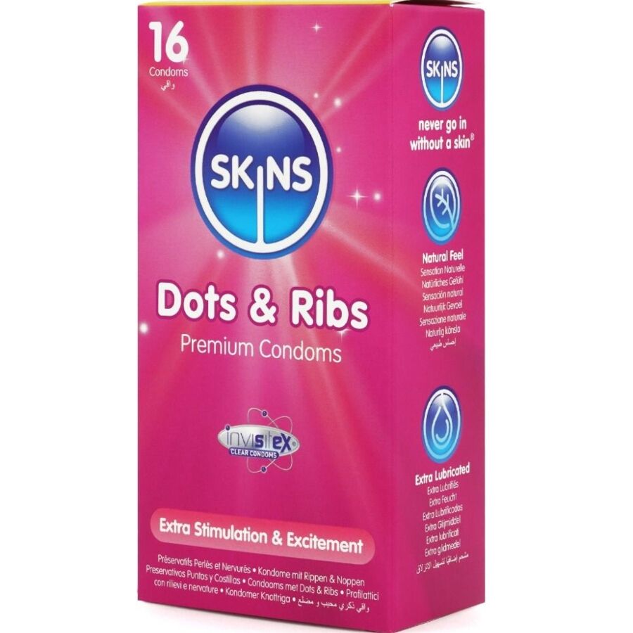 SKINS - DOTS & RIBS PRESERVATIVOS PREMIUM PACK 16