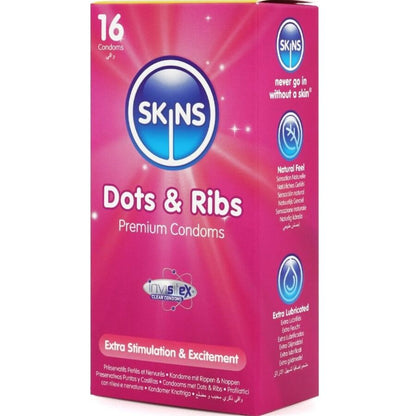 SKINS - DOTS & RIBS PRESERVATIVOS PREMIUM PACK 16