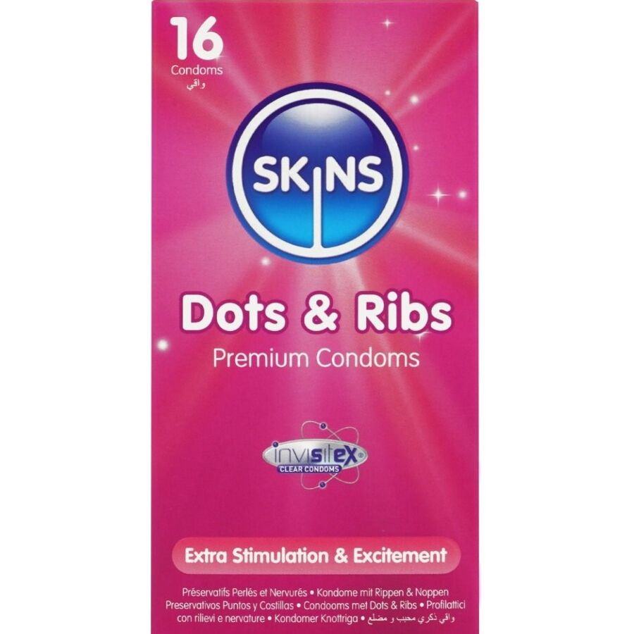 SKINS - DOTS & RIBS PRESERVATIVOS PREMIUM PACK 16
