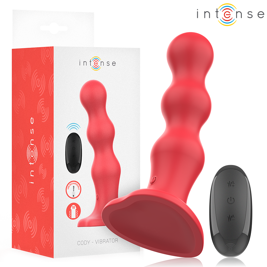 INTENSE - CODY VIBRADOR CON VENTOSA ROJO CONTROL REMOTO