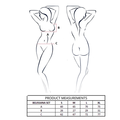 PASSION - BELISSANA SET SUJETADOR + TANGA NEGRO S/M