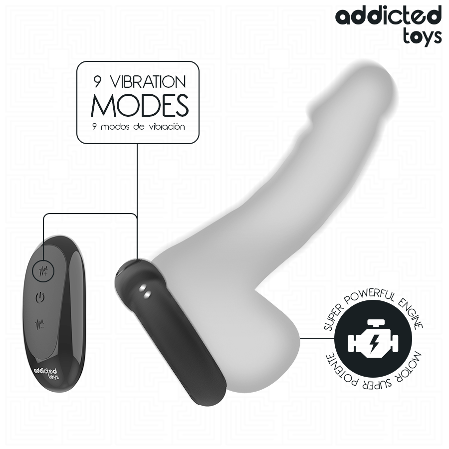 ADDICTED TOYS - ANILLO PENE VIBRADOR EFECTO CALOR CONTROL REMOTO