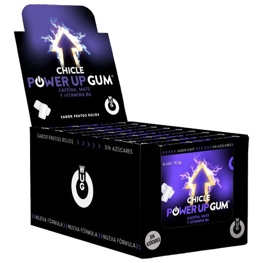 WUG POWER UP – DISPLAY 12 X 8 UDS | Chicle energético para concentración y resistencia