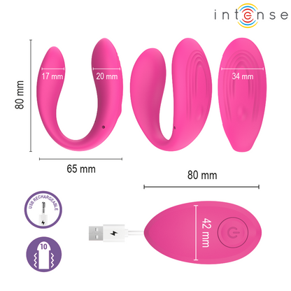 INTENSE - NORA ESTIMULADOR DE PINZA CON VIBRACIÓN ROSA