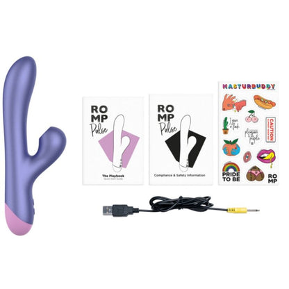 ROMP - PULSE VIBRADOR RABBIT DUAL PUNTO G AZUL ELÉCTRICO