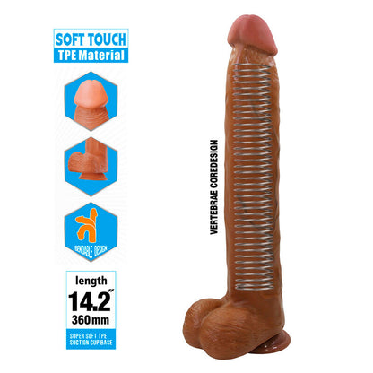 PRETTY LOVE - DANY DILDO REALÍSTICO FLEXIBLE CON VENTOSA 36 CM -Ø- 5,6 CM MARRÓN