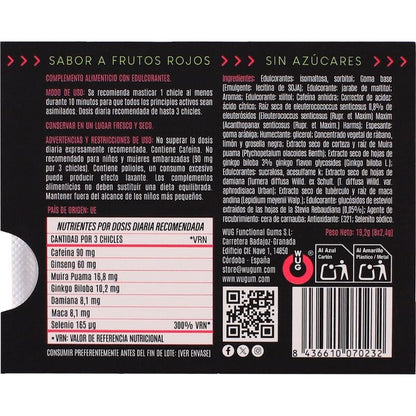 WUG Climax - Chicle funcional con Maca, Damiana y Ginseng para potenciar el deseo y la vitalidad íntima BLISTER 8 UDS