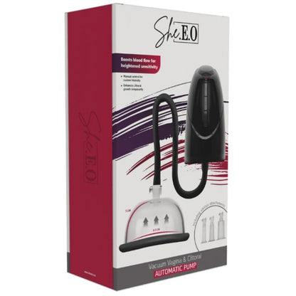 SHE.E.O - BOMBA AUTOMÁTICA DE VACÍO PARA VAGINA Y CLÍTORIS NEGRA