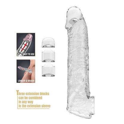 PRETTY LOVE - FUNDA EXTENSORA PARA PENE AJUSTABLE 26 CM Ø 4 CM COLOR TRANSPARENTE