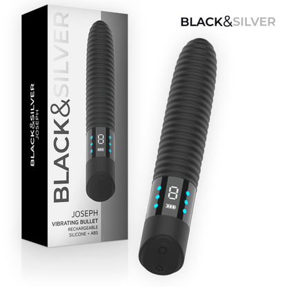 BLACK & SILVER - JOSEPH VIBRADOR RECARGABLE USB CON PANTALLA LED NEGRO
