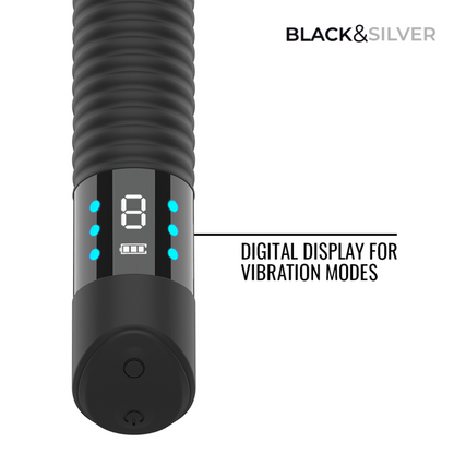 BLACK & SILVER - JOSEPH VIBRADOR RECARGABLE USB CON PANTALLA LED NEGRO