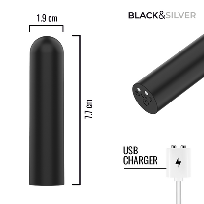 BLACK & SILVER - JACOB BALA VIBRADORA RECARGABLE USB NEGRO