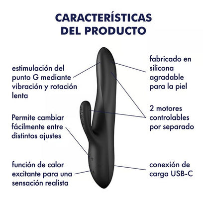 SATISFYER - HEAT FLEX 3 VIBRADOR RABBIT CON CALOR NEGRO