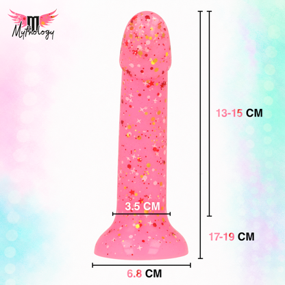 MYTHOLOGY - LYRA 6 DILDO DE SILICONA 17 CM Ø 3,6 CM ROSA MOTEADO ROJO