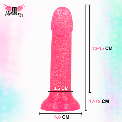 MYTHOLOGY - LYRA 7 DILDO DE SILICONA 17 CM Ø 3,6 CM ROSA MOTEADO DORADO