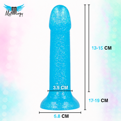 MYTHOLOGY - LYRA 8 DILDO DE SILICONA 17 CM Ø 3,6 CM CELESTE MOTEADO PLATINO