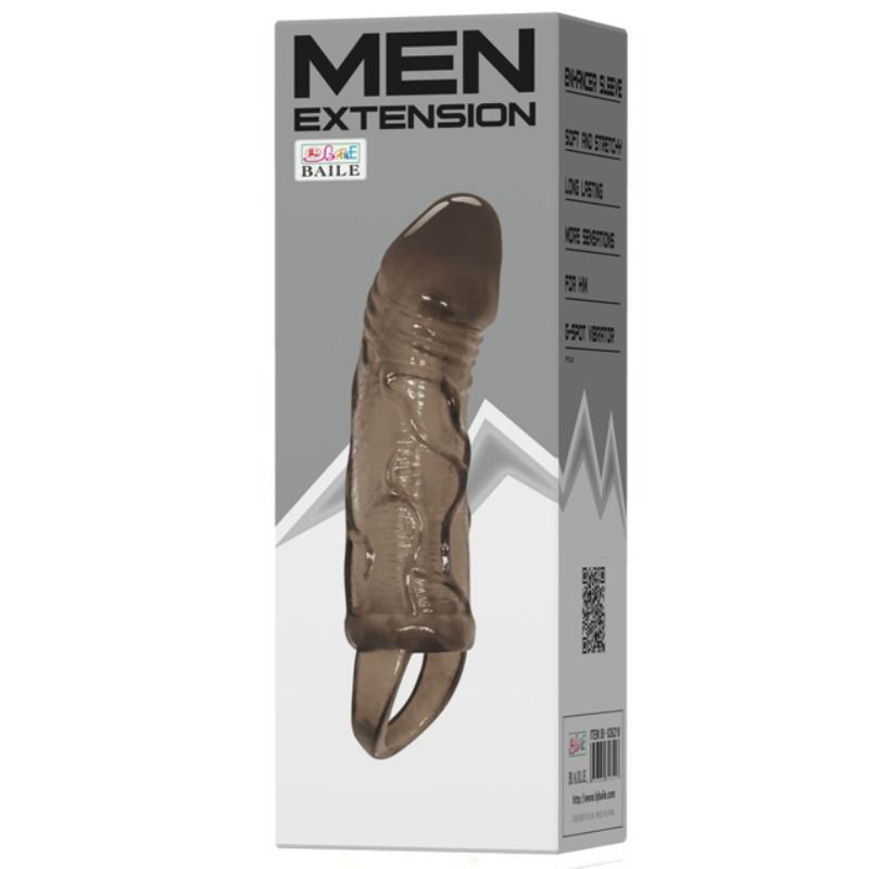 BAILE - FUNDA EXTENSORA PENE CON STRAP PARA TESTÍCULOS NEGRO 13.5 CM